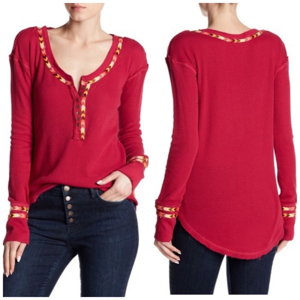 Free People Rainbow Thermal Tee